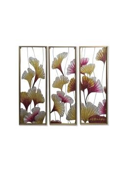 Lienzo DKD Home Decor 3 Piezas Tropical Hoja de planta (122 x 3 x 122 cm)