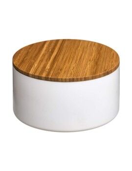 Caixa de Armazenagem com Tampa 5five Natureo Branco Natural Vidro Bambu ABS ø 13,5 x 7 cm