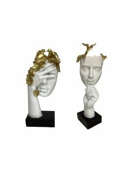 Figura Decorativa DKD Home Decor Face Branco Dourado 14,5 x 9,5 x 31 cm (2 Unidades)