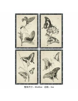 Cuadro DKD Home Decor 40 x 2,8 x 60 cm 40 x 60 x 2.8 cm Mariposas Cottage (4 Piezas)