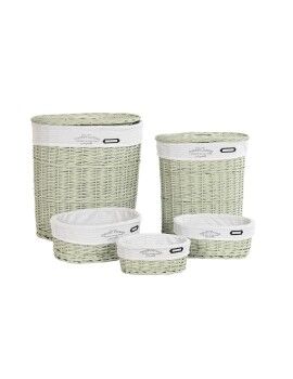 Juego de Cestos DKD Home Decor Verde Mimbre 51 x 37 x 56 cm (5 Piezas)