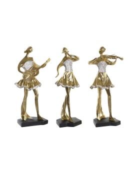 Figura Decorativa DKD Home Decor Música 20 x 12 x 41,5 cm Bailarina Dourado Romântico (3 Unidades)