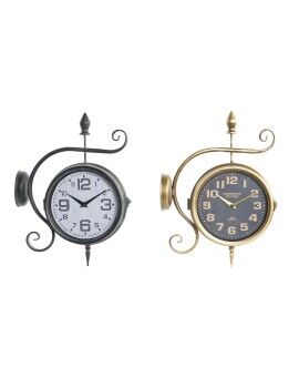 Relógio de Parede DKD Home Decor Estação 29 x 10 x 39,5 cm Ferro Vintage (2 Unidades)