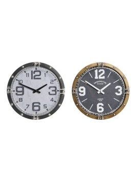 Relógio de Parede DKD Home Decor 40,5 x 10 x 40,5 cm Cristal Ferro (2 Unidades)