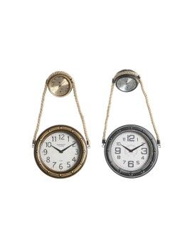 Reloj de Pared DKD Home Decor 28,5 x 8 x 50 cm Cristal Hierro Vintage (2 Unidades)