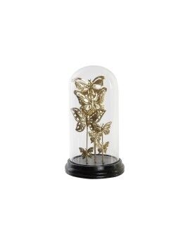 Figura Decorativa DKD Home Decor Cristal Negro Dorado Metal Mariposas (18,5 x 18,5 x 32,5 cm)