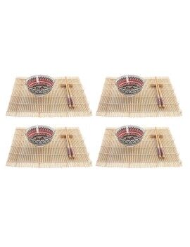 Set de Sushi DKD Home Decor 14,5 x 14,5 x 31 cm Multicolor Mandala Gres Oriental (16 Piezas)