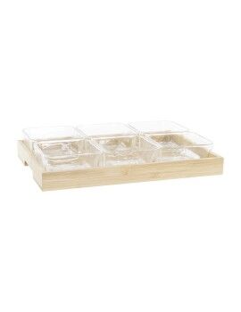 bandeja de aperitivos DKD Home Decor Natural Bambu Cristal 280 ml 32 x 21 x 6 cm