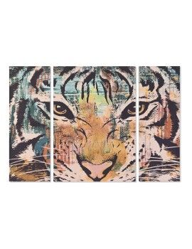 Juego de 3 cuadros DKD Home Decor Colonial Tigre 140 x 3,8 x 100 cm