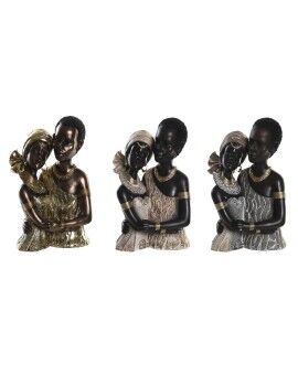 Figura Decorativa DKD Home Decor 20 x 14,5 x 33 cm Bege Dourado Castanho Colonial Africana (3 Peças)