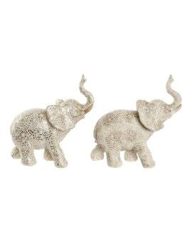 Figura Decorativa DKD Home Decor Bege Dourado Elefante Colonial 25 x 11,8 x 25 cm (2 Unidades)