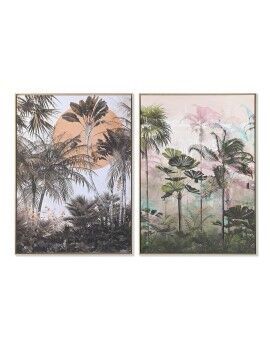 Pintura DKD Home Decor 103 x 4,5 x 143 cm 104 x 4,5 x 143,5 cm Palmeiras Tropical (2 Unidades)