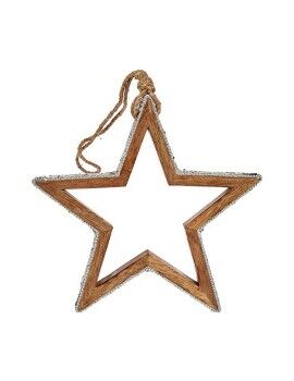 Adorno Navideño Estrella Purpurina Silueta 23 x 2,5 x 40 cm Plateado Madera