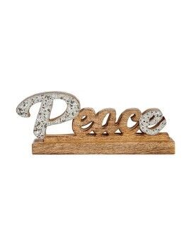 Figura Decorativa Peace Purpurina 6 x 13 x 31 cm Plateado Madera