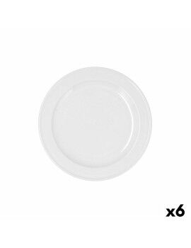 Plato de Postre Bidasoa Glacial Ala Estrch Blanco Cerámica 20 cm (6 Unidades) (Pack 6x)