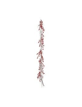 Grinalda de Natal Nevado Vermelho Branco Plástico 40 x 9 x 40 cm