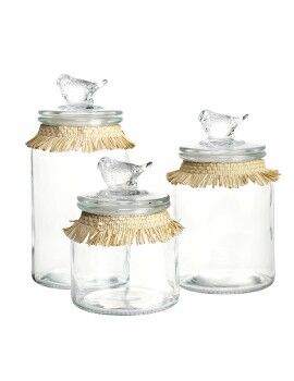 Set de 3 Botes DKD Home Decor 11 x 11 x 22 cm Cristal Natural Transparente