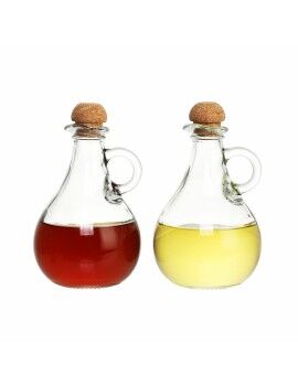 Set de Aceitera y Vinagrera DKD Home Decor 9 x 9 x 14,5 cm Cristal Transparente Corcho 230 ml 2...