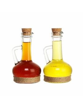 Set de Aceitera y Vinagrera DKD Home Decor 9 x 9 x 16 cm Cristal Natural Transparente Corcho 320...