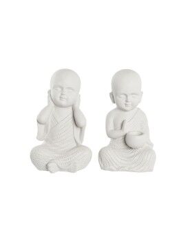 Figura Decorativa DKD Home Decor 25,5 x 19 x 39 cm Blanco Monje Oriental (2 Unidades)