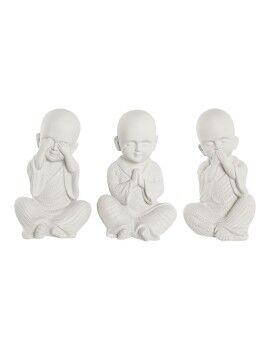 Figura Decorativa DKD Home Decor 24 x 22 x 39 cm Blanco Monje Oriental (3 Piezas)