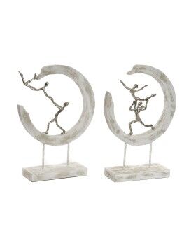 Figura Decorativa DKD Home Decor 32,5 x 10 x 47 cm Plateado Blanco Bailarina Ballet Moderno...