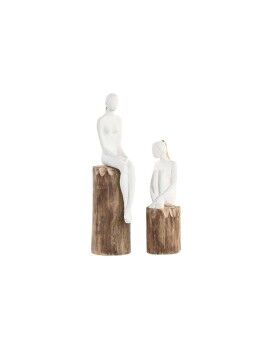 Figura Decorativa DKD Home Decor Mujer Marrón Blanco (2 Unidades)