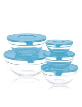 Set de 5 Fiambreras Glass EH Azul Transparente