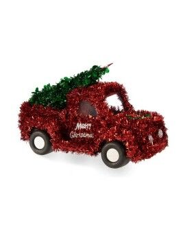 Figura Decorativa Carro Natal Enfeite Cintilante 15 x 18 x 27 cm Vermelho Verde Plástico...