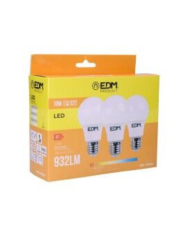 Conjunto de 3 lâmpadas LED EDM F 10 W E27 810 Lm Ø 6 x 10,8 cm (3200 K)