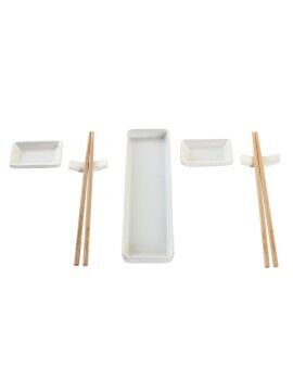 Set de Sushi DKD Home Decor 24 x 7 x 2 cm Natural Blanco Gres Oriental