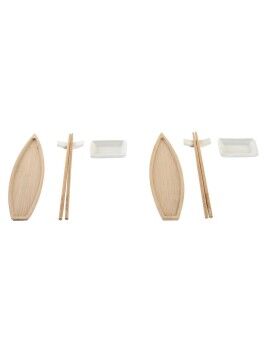 Set de Sushi DKD Home Decor 8 x 5 x 2 cm Cerámica Natural Blanco Oriental