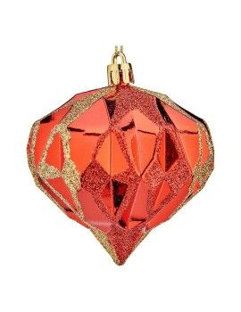 Bolas de Navidad Diamante Ø 8 cm 6 Unidades Rojo Plástico