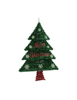 Decoração Árvore de Natal 44 x 58,8 x 7 cm Vermelho Prateado Verde Plástico Polipropileno