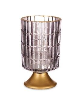 Lanterna LED Metal Cinzento Dourado Vidro (10,7 x 18 x 10,7 cm)