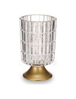 Lanterna LED Metal Dourado Transparente Vidro (10,7 x 18 x 10,7 cm)