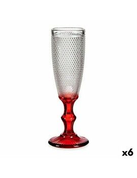 Copo de champanhe Vermelho Transparente Pontos Vidro 6 Unidades (180 ml)