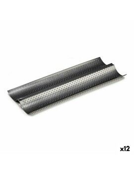 Molde para Baguettes Gris oscuro Metal Acero al carbono 16 x 2,5 x 38 cm Pan (12 Unidades)