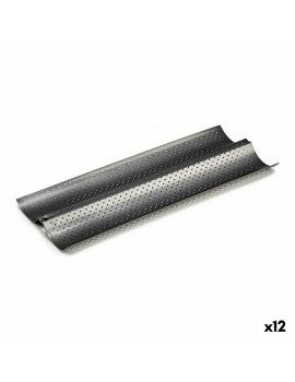 Tabuleiro Pão Metal Cinzento escuro Aço com carbono (16 x 2,5 x 38 cm) (12 Unidades)