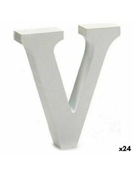 Letra V 2 x 11 cm Madera Blanco (24 Unidades)