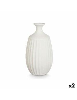 Vaso Branco Cerâmica 21 x 39 x 21 cm (2 Unidades)
