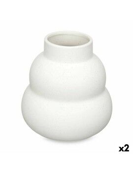 Vaso Branco Dolomite 19 x 21 x 19 cm (2 Unidades) Ondas