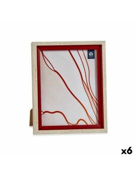 Moldura de Fotos Cristal Vermelho Madeira Castanho Plástico (24 x 2 x 29 cm) (6 Unidades)