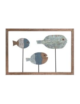 Decoración de Pared DKD Home Decor 72 x 3 x 49 cm Natural Blanco Multicolor Mediterráneo Peces