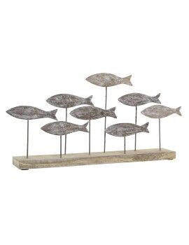 Figura Decorativa DKD Home Decor Natural Marrón Blanco Hierro Madera de mango Marinero Peces (65...