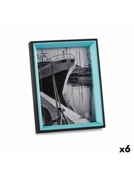 Marco de Fotos Cristal Negro Azul Madera MDF (3 x 22 x 17 cm) (6 Unidades)