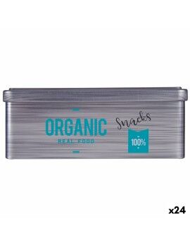 Bote Organic Snacks Gris Hojalata (11 x 7,1 x 18 cm) (24 Unidades)