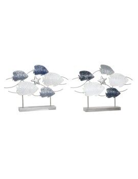 Figura Decorativa DKD Home Decor 63 x 9 x 44 cm Cinzento Azul Branco Espirais (2 Unidades)