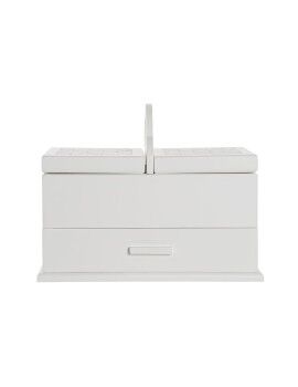 Caja-Joyero DKD Home Decor Cristal Blanco Marfil Madera MDF 30 x 17 x 24 cm