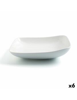 Prato Fundo Ariane Vital Quadrado Cerâmica Branco (Ø 21 cm) (6 Unidades)